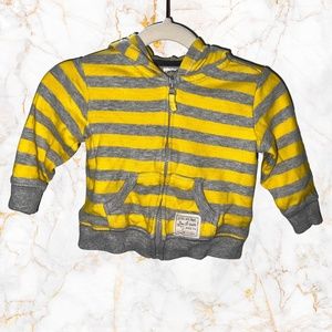 6m Carters Yellow and Grey Stripped Zip Up Hoodie